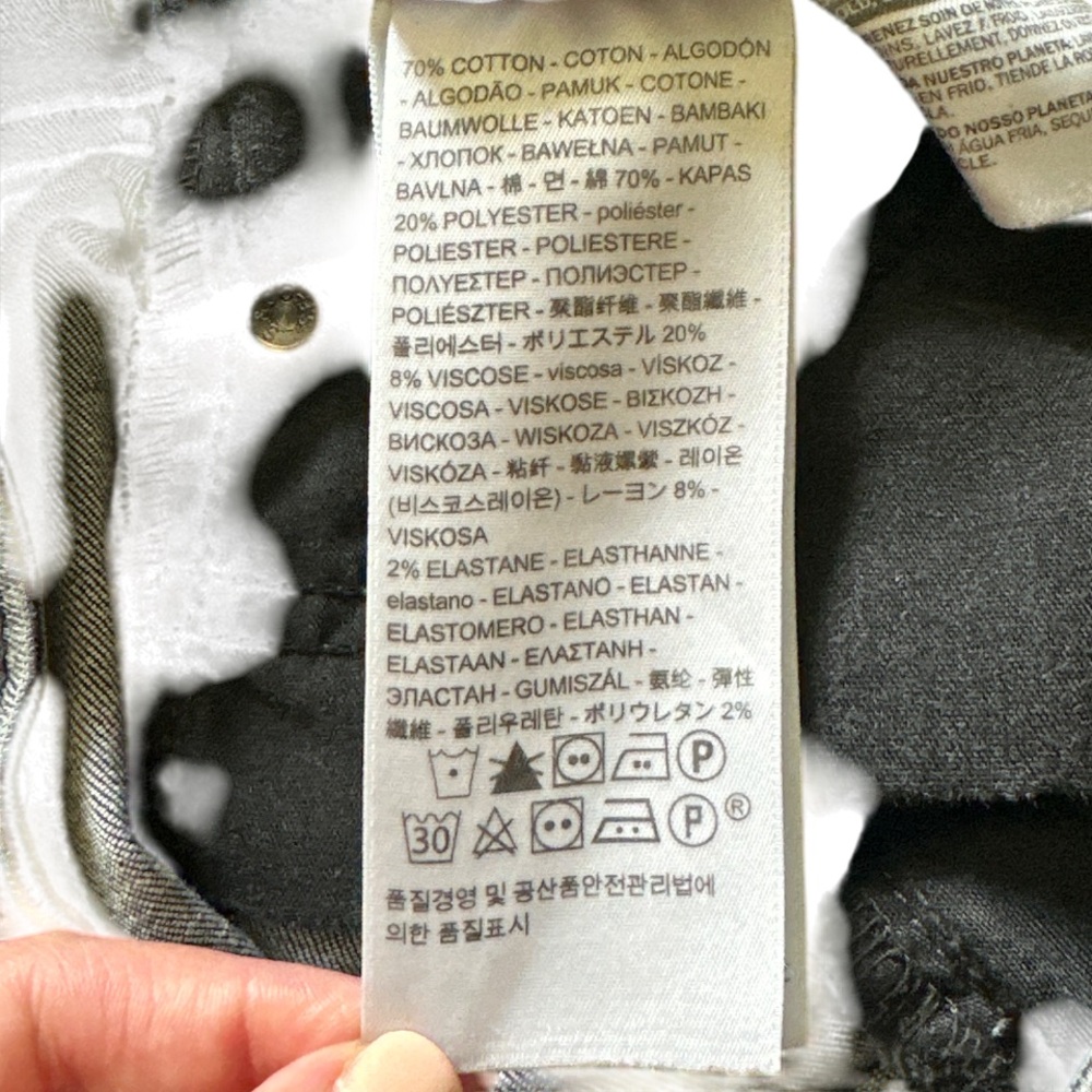 Levi’s 721 High Rise Skinny Jeans Sz 28 Black Distressed Raw Hem Grunge Y2K - Picture 7 of 9